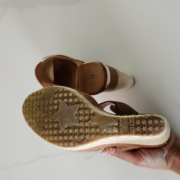 Jimmy Choo Size 38 Leather Wedge Espadrille  Retail $795! Designer Made in Spain - Picture 7 of 7